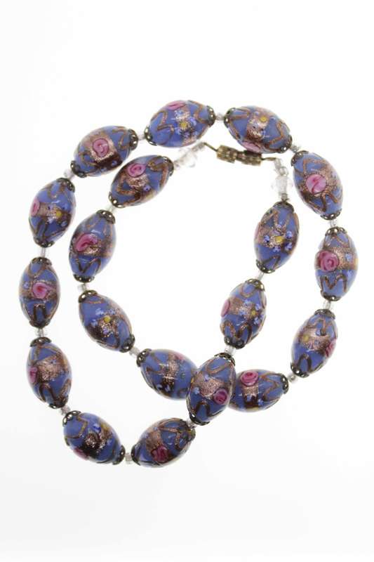Necklace - Vintage Venetian Wedding Cake Beads with Gold Tone Screw Clasp - ML2492