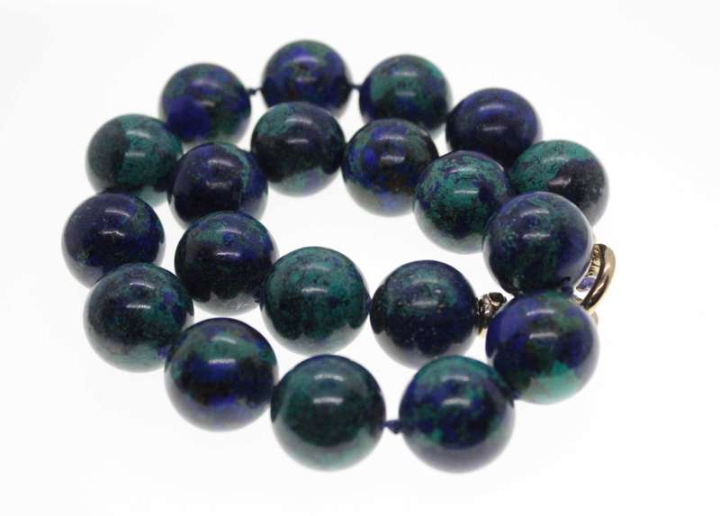 Necklace - Vintage Azurite and Malachie Necklace with Gold Tone Clasp - ML2494