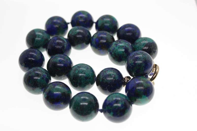 Necklace - Vintage Azurite and Malachie Necklace with Gold Tone Clasp - ML2494
