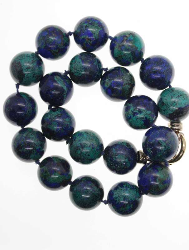 Necklace - Vintage Azurite and Malachie Necklace with Gold Tone Clasp - ML2494