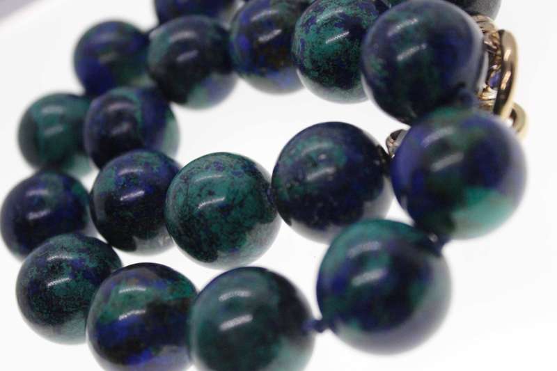 Necklace - Vintage Azurite and Malachie Necklace with Gold Tone Clasp - ML2494