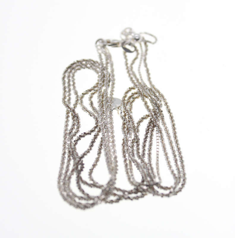 Necklace - Vintage 925 Silver 3 Strand Box Chains with small Silver Heart Stamped dc - ML2521