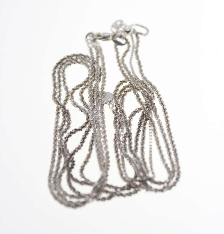 Necklace - Vintage 925 Silver 3 Strand Box Chains with small Silver Heart Stamped dc - ML2521
