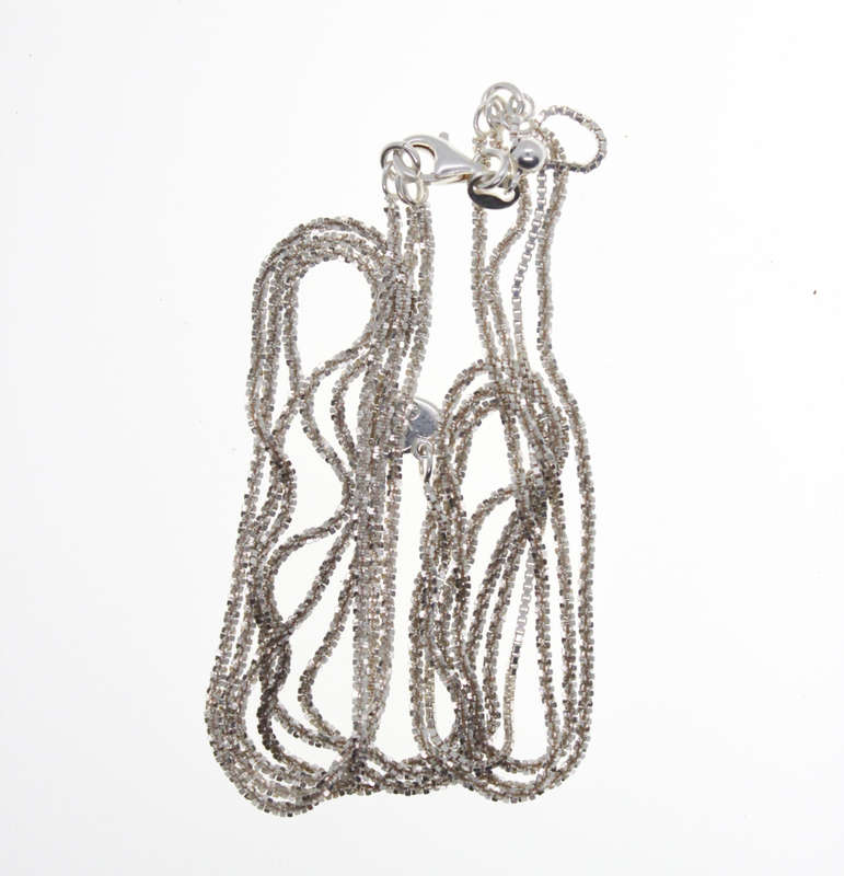 Necklace - Vintage 925 Silver 3 Strand Box Chains with small Silver Heart Stamped dc - ML2521