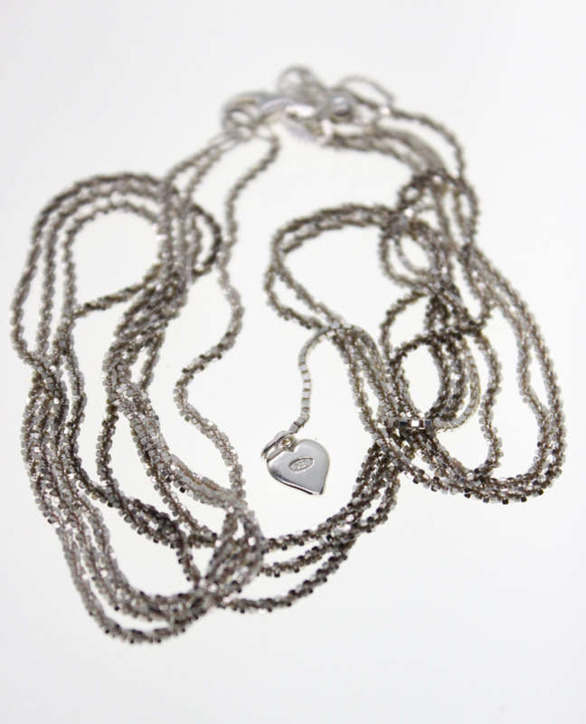 Necklace - Vintage 925 Silver 3 Strand Box Chains with small Silver Heart Stamped dc - ML2521