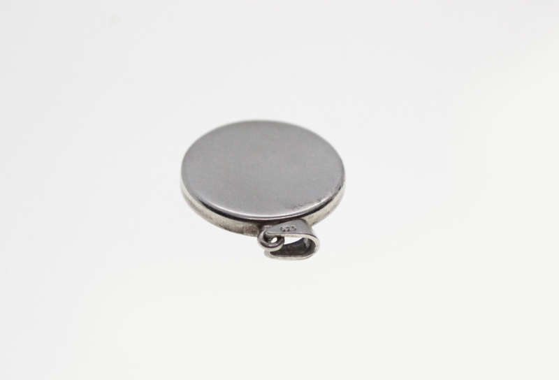 Pendant - 925 Silver Circle Pendant with Clear and Blue Stones Surrounding the Evil Eye - ML2535