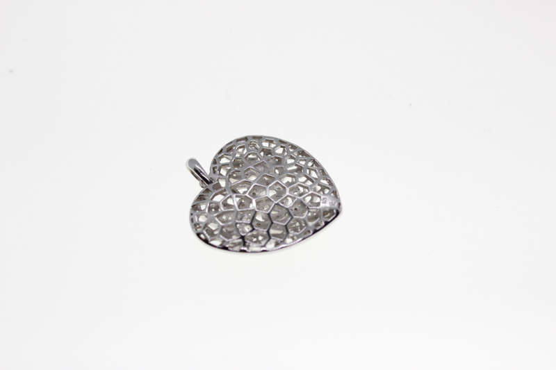 Pendant - Vintage 925 Silver Heart Pendant. Filigree and Marcasite Rose Pattern - ML2536