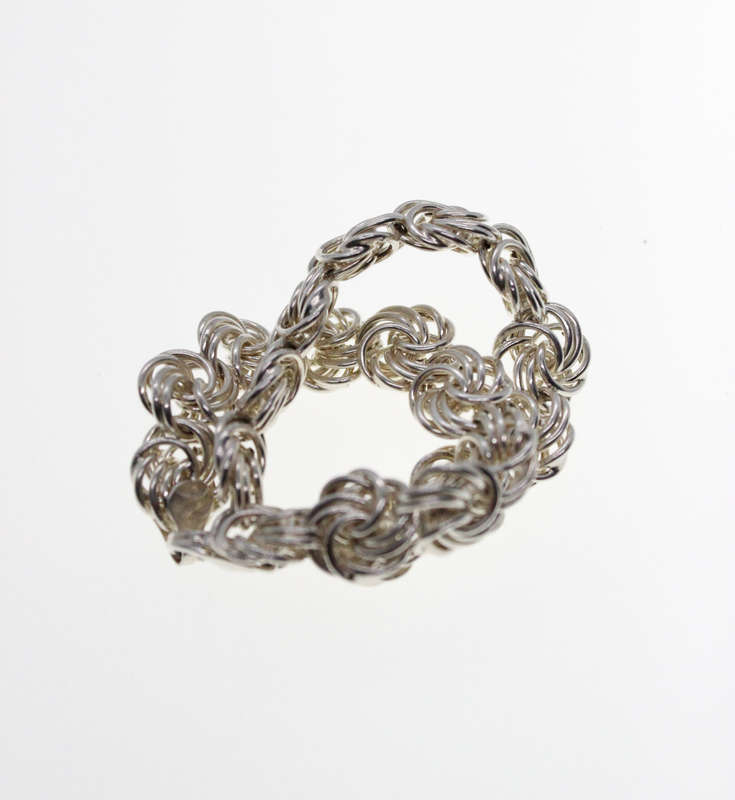 Bracelet - Fashion 925 Silver Rosetta Style Bracelet, Stamped Italy - ML2537