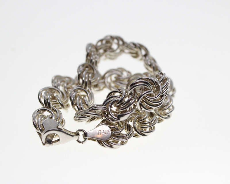 Bracelet - Fashion 925 Silver Rosetta Style Bracelet, Stamped Italy - ML2537