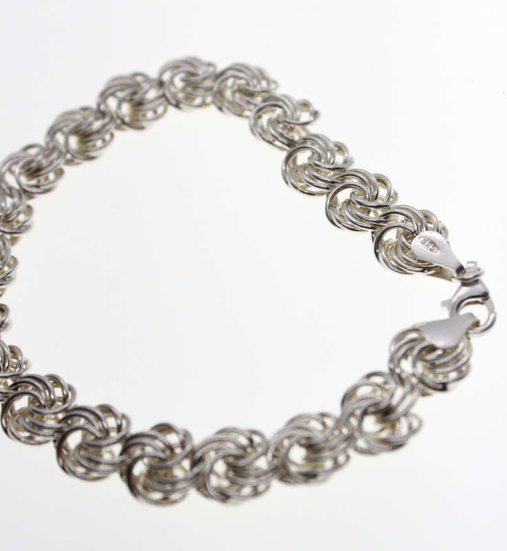 Bracelet - Fashion 925 Silver Rosetta Style Bracelet, Stamped Italy - ML2537