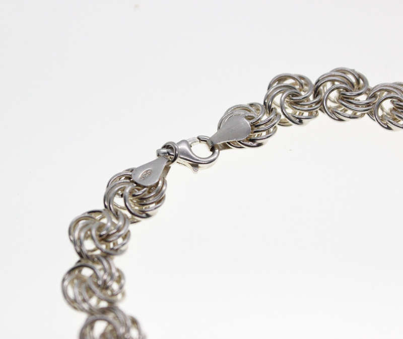 Bracelet - Fashion 925 Silver Rosetta Style Bracelet, Stamped Italy - ML2537