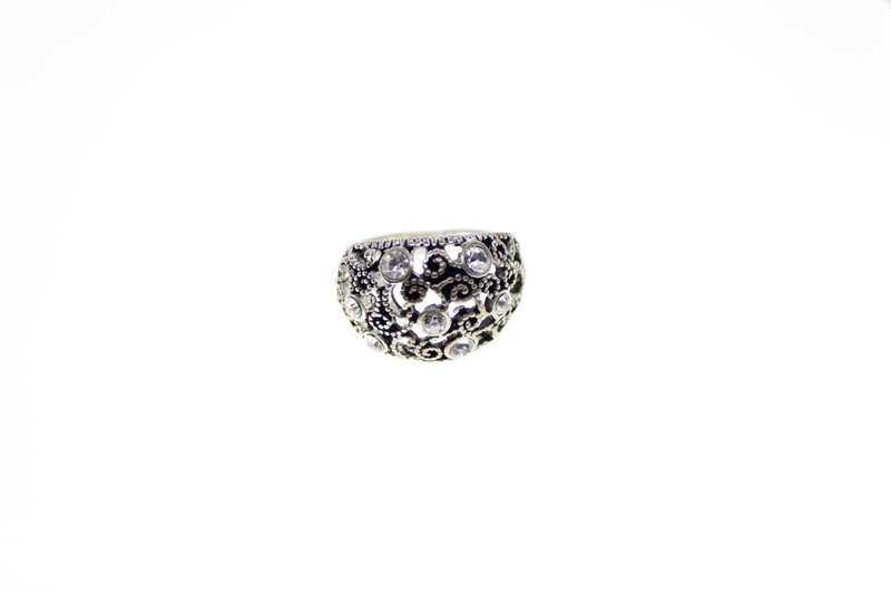 Ring - Fashion Silver Colour with White Round Stones - ML2564