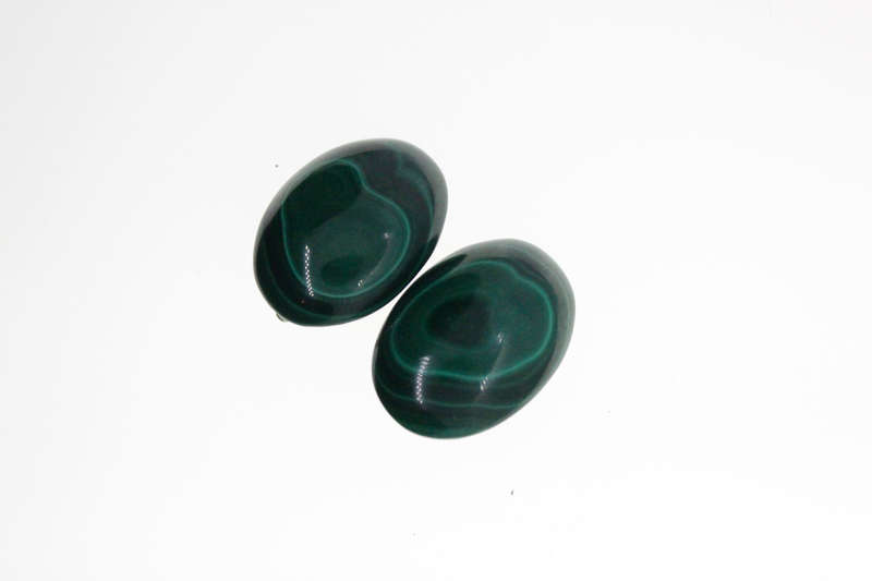 Earrings -  Vintage Malachite Pear Shape Clip on Earrings - ML2577