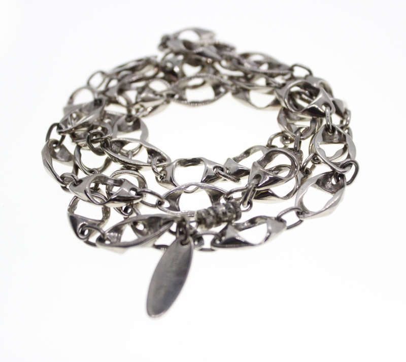 Necklace - Vintage Silver Tone Link Chain Style, Stamped Foschini, Made in Italy - ML2587