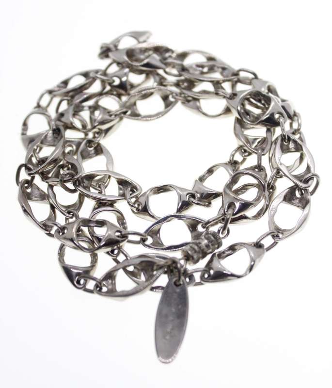 Necklace - Vintage Silver Tone Link Chain Style, Stamped Foschini, Made in Italy - ML2587