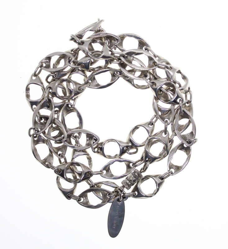 Necklace - Vintage Silver Tone Link Chain Style, Stamped Foschini, Made in Italy - ML2587
