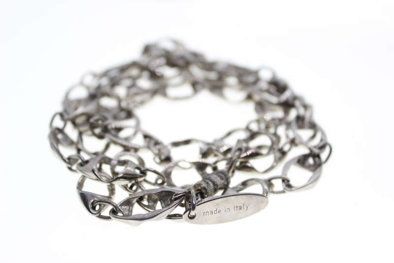 Necklace - Vintage Silver Tone Link Chain Style, Stamped Foschini, Made in Italy - ML2587
