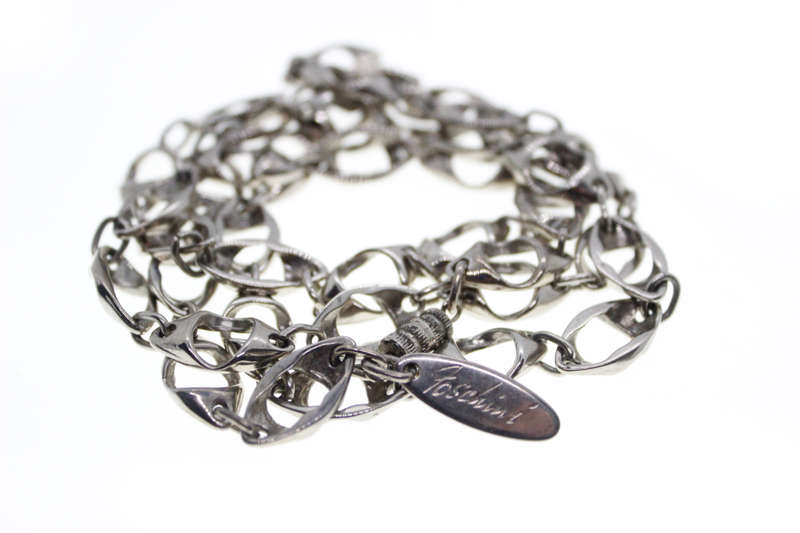 Necklace - Vintage Silver Tone Link Chain Style, Stamped Foschini, Made in Italy - ML2587