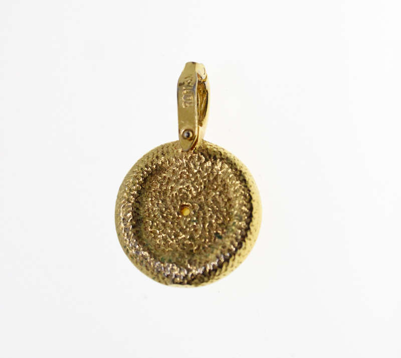 Pendant - Vintage Gold Tone Circle Pendant with Diamantes around Faux Pearl, Stamped Roman - ML2590