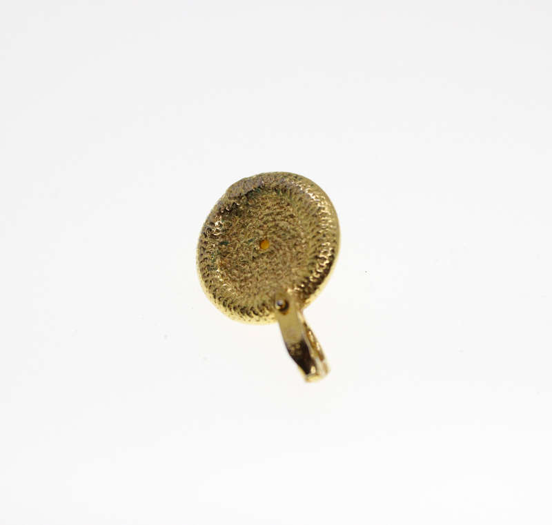 Pendant - Vintage Gold Tone Circle Pendant with Diamantes around Faux Pearl, Stamped Roman - ML2590