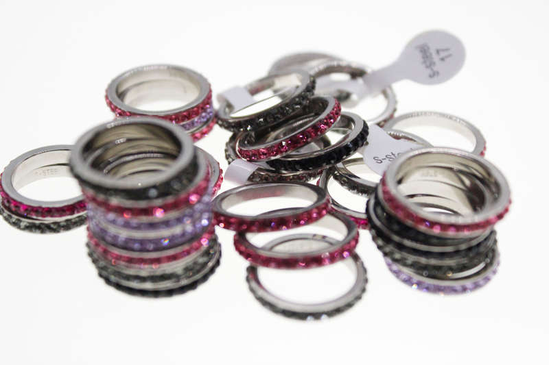 Ring - Fashion 30 x Sparkly Silver Tone Various Colour Diamante Studded Rings - ML2600