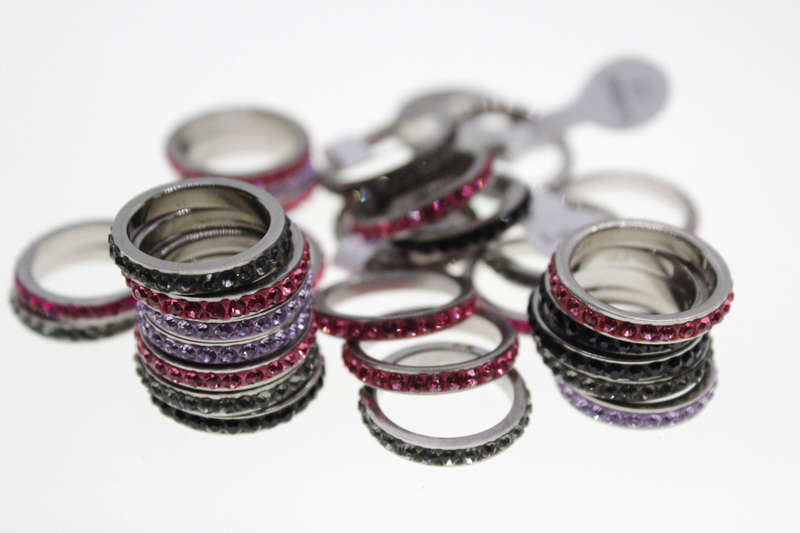 Ring - Fashion 30 x Sparkly Silver Tone Various Colour Diamante Studded Rings - ML2600