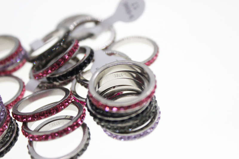 Ring - Fashion 30 x Sparkly Silver Tone Various Colour Diamante Studded Rings - ML2600