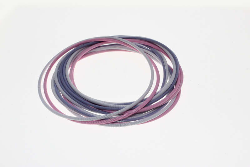 Bracelet - 18 x Stylish Fashion Silver Tone Purple, Pink and White Guitar Spring Bracelets - ML2614