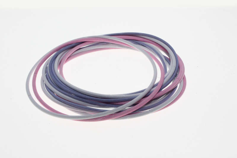 Bracelet - 18 x Stylish Fashion Silver Tone Purple, Pink and White Guitar Spring Bracelets - ML2614
