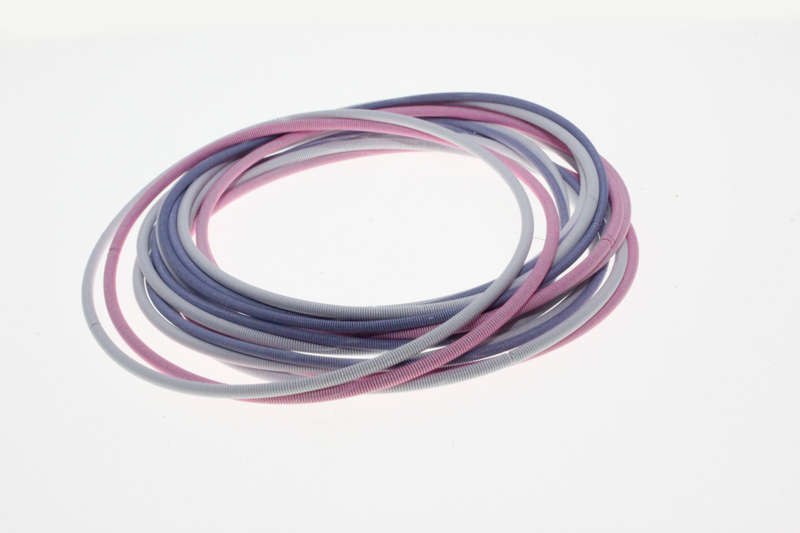 Bracelet - 18 x Stylish Fashion Silver Tone Purple, Pink and White Guitar Spring Bracelets - ML2614