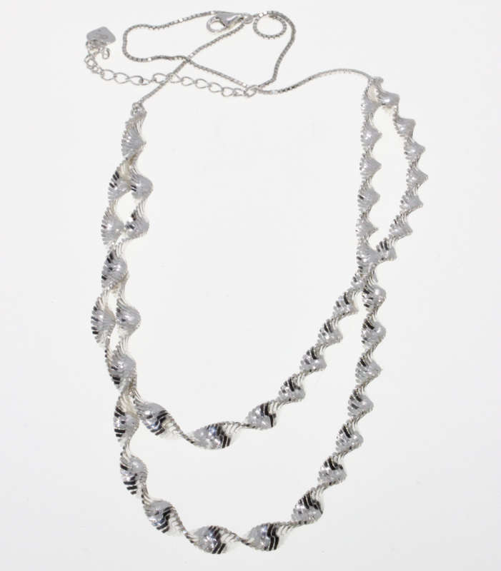 Set - Fashion 925 Silver Elegant Twisted Chain Style Bracelet and Necklace, Stamped DC - ML2621