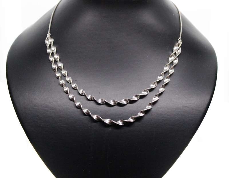 Set - Fashion 925 Silver Elegant Twisted Chain Style Bracelet and Necklace, Stamped DC - ML2621