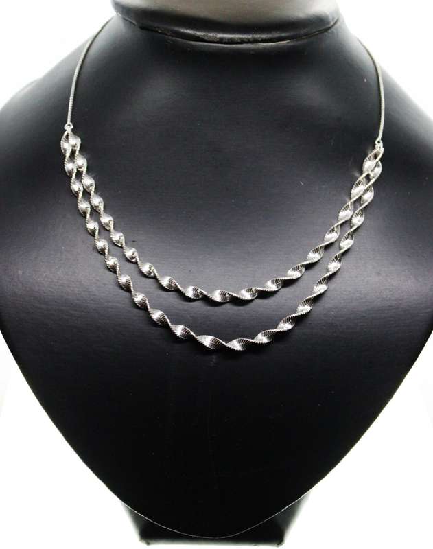 Set - Fashion 925 Silver Elegant Twisted Chain Style Bracelet and Necklace, Stamped DC - ML2621