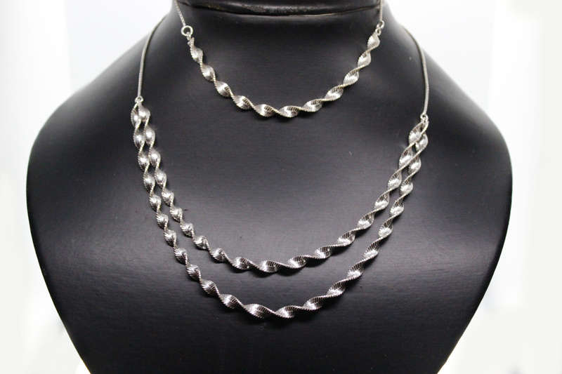 Set - Fashion 925 Silver Elegant Twisted Chain Style Bracelet and Necklace, Stamped DC - ML2621