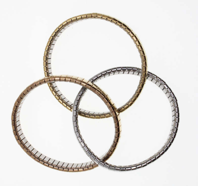 Bracelet - Fashion Gold and Silver Tone Triple Interlocking  Stretch Bracelets - ML2625