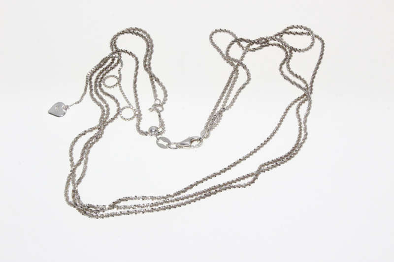 Necklace - 925 Silver 3 Strand Fine Box Chain stamped dc (del Coursy) - ML2627
