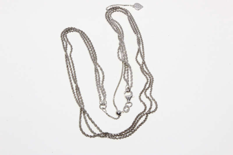 Necklace - 925 Silver 3 Strand Fine Box Chain stamped dc (del Coursy) - ML2627