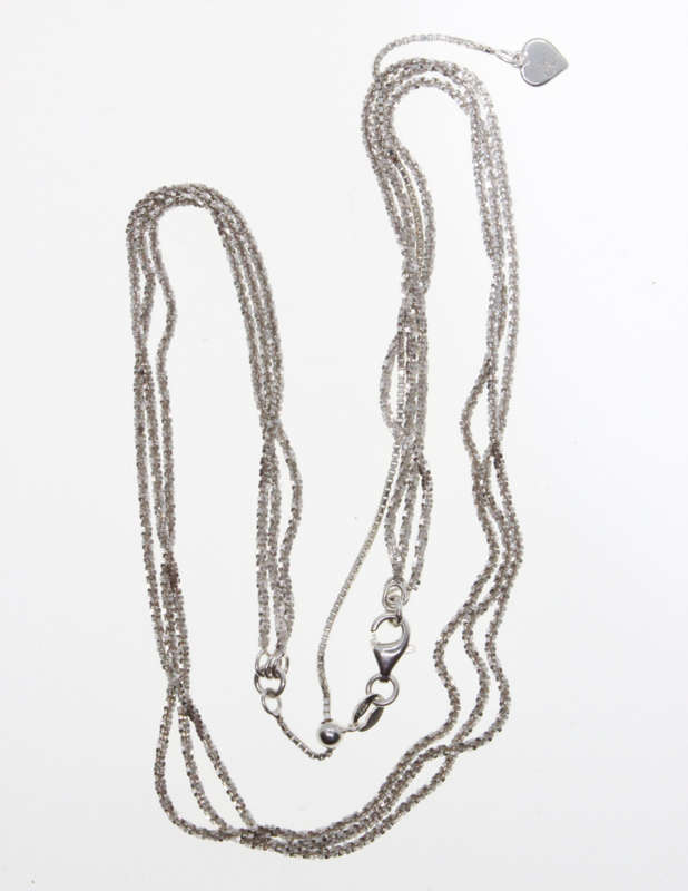 Necklace - 925 Silver 3 Strand Fine Box Chain stamped dc (del Coursy) - ML2627