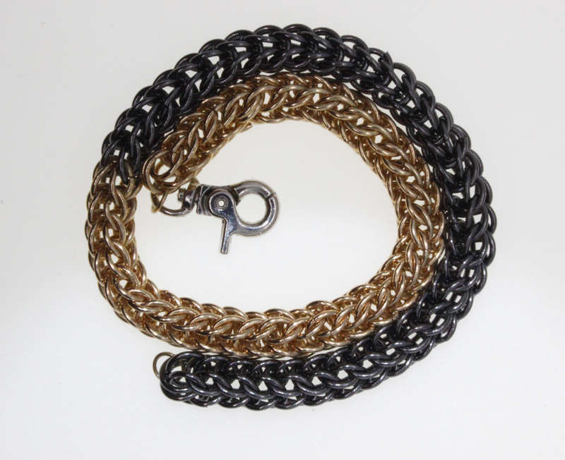 Necklace - Fashion Charcoal and Gold Tone Chain Style Necklace with Silver Tone Clasp - ML2635