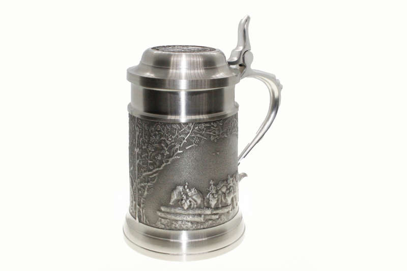 Tankard - Pewter Handcrafted Elephant Great Duel of Thailand, Elephants in Water with Logs - ML2658