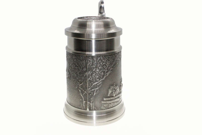 Tankard - Pewter Handcrafted Elephant Great Duel of Thailand, Elephants in Water with Logs - ML2658