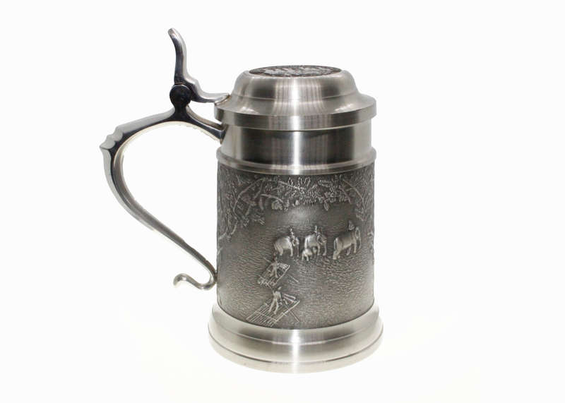 Tankard - Pewter Handcrafted Elephant Great Duel of Thailand, Elephants in Water with Logs - ML2658
