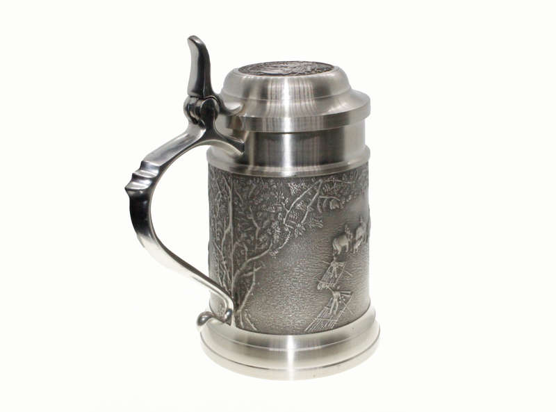 Tankard - Pewter Handcrafted Elephant Great Duel of Thailand, Elephants in Water with Logs - ML2658