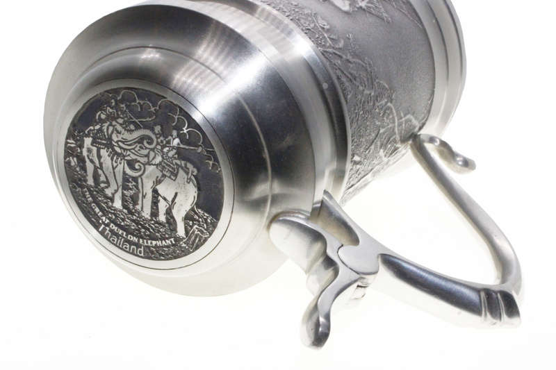 Tankard - Pewter Handcrafted Elephant Great Duel of Thailand, Elephants in Water with Logs - ML2658