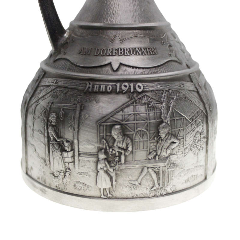 Decanter - Vintage Pewter with Metal Engravings stamped SKS Zinn 95% made in Germany - ML2659