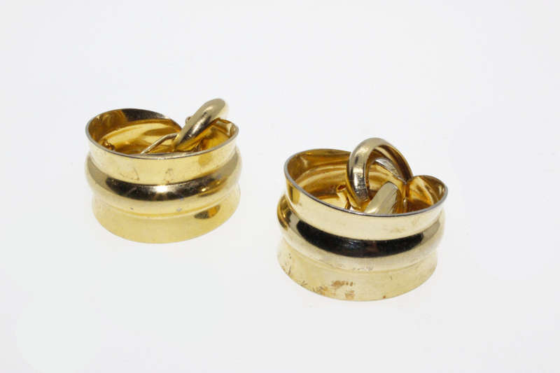Earrings - Gold Tone Chunky Drop Hoop Style. For Pierced Ears - ML2680