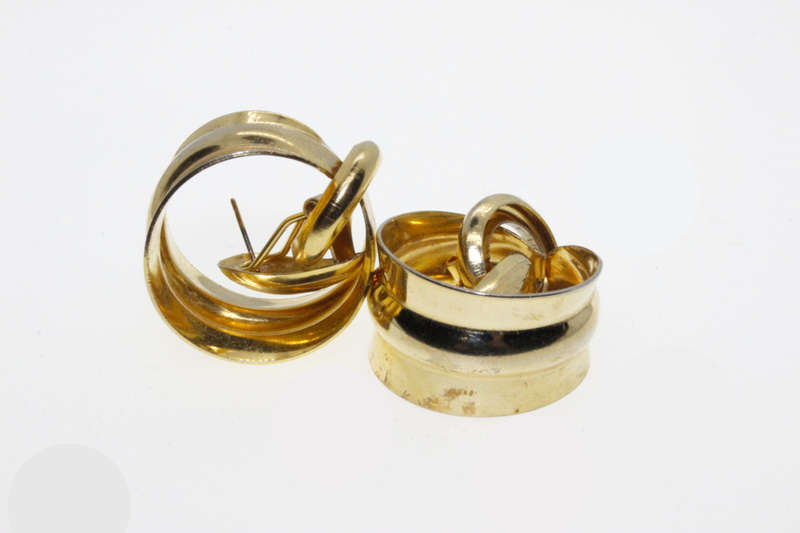 Earrings - Gold Tone Chunky Drop Hoop Style. For Pierced Ears - ML2680