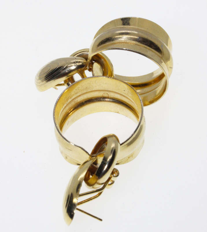 Earrings - Gold Tone Chunky Drop Hoop Style. For Pierced Ears - ML2680