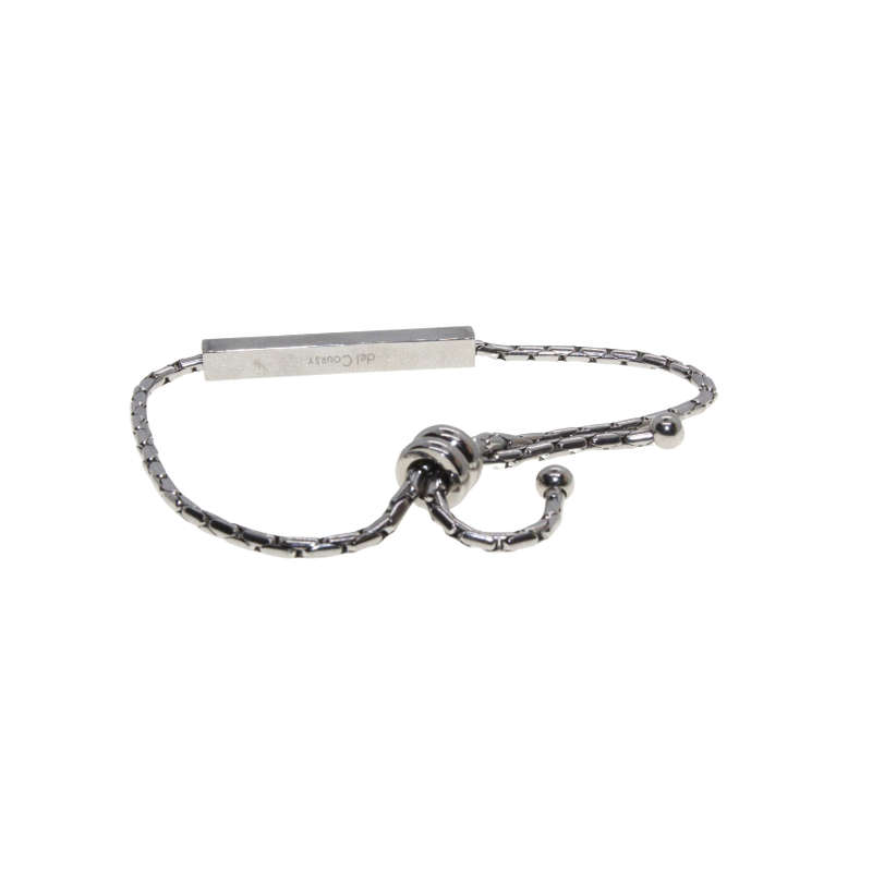 Bracelet - Silver Tone Del Coursy Bar Chain with Diamantes, Expandable - ML2685