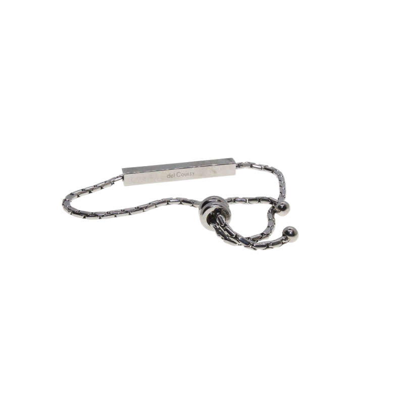 Bracelet - Silver Tone Del Coursy Bar Chain with Diamantes, Expandable - ML2685
